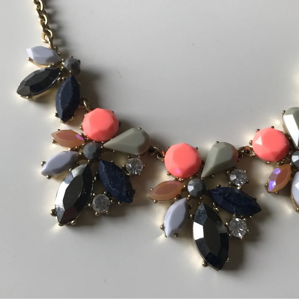 J.CREW Statement Necklace - COBALT BLUE PEACH - Picture 2 of 5